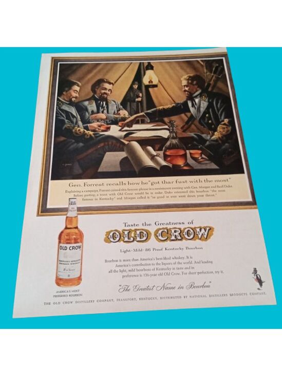 Old Crow Other - Vintage 1961 Old Crow Whiskey Print Ad LIFE Magazine Bourbon Bar Decor